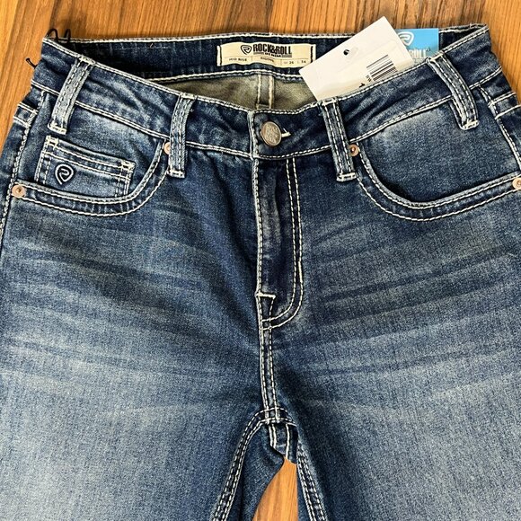 Rock & Roll Denim Midrise Bootcut Cowhide Pocket Women's Riding Jeans 26x34 NEW - Picture 3 of 10